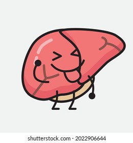Ilustración vectorial del personaje del hígado con la cara linda y el dibujo simple de la línea corporal en un fondo aislado