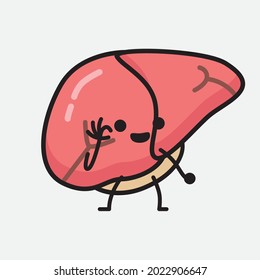 Ilustración vectorial del personaje del hígado con la cara linda y el dibujo simple de la línea corporal en un fondo aislado