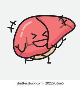 Ilustración vectorial del personaje del hígado con la cara linda y el dibujo simple de la línea corporal en un fondo aislado