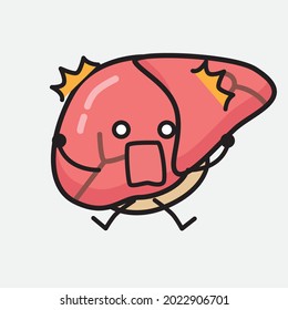 Ilustración vectorial del personaje del hígado con la cara linda y el dibujo simple de la línea corporal en un fondo aislado