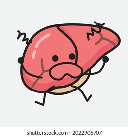 Ilustración vectorial del personaje del hígado con la cara linda y el dibujo simple de la línea corporal en un fondo aislado