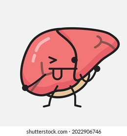 Ilustración vectorial del personaje del hígado con la cara linda y el dibujo simple de la línea corporal en un fondo aislado