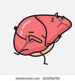 Ilustración vectorial del personaje del hígado con la cara linda y el dibujo simple de la línea corporal en un fondo aislado