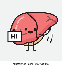 Ilustración vectorial del personaje del hígado con la cara linda y el dibujo simple de la línea corporal en un fondo aislado