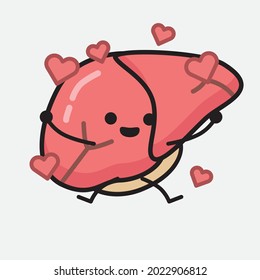 Ilustración vectorial del personaje del hígado con la cara linda y el dibujo simple de la línea corporal en un fondo aislado