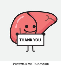 Ilustración vectorial del personaje del hígado con la cara linda y el dibujo simple de la línea corporal en un fondo aislado