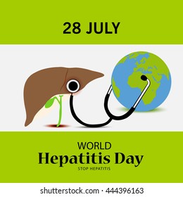 Vector illustration of a Liver with Stethoscope for World Hepatitis Day.