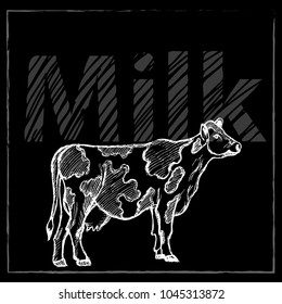 Vector illustration livestock drawn by hand. Farm animals on gray background.