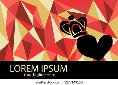 Vector Illustration of Living Coral or Red Orange Color of Heart. Graphic Design for Background, Shirt, Wallpaper, Template. 