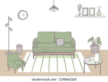 Vector illustration of living room.