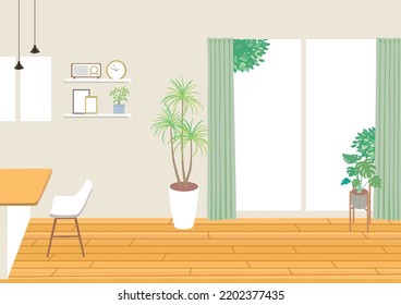 Vector illustration of living room.