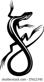 Vector illustration of a lizard. Black and white.