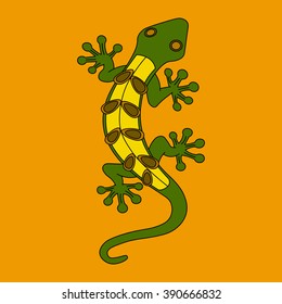 Vector illustration of lizard, colorful lizard, logo, print, lizard, reptile, tattoo lizard, original logo
