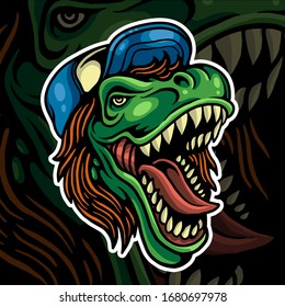 Vector Illustration Of Lizard Head In Cartoon Style