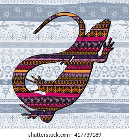 Vector illustration lizard logo, tribal pattern seamless pattern for Aboriginal page design, postcards, walls in ethnic style.