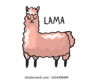 vector illustration of Llama, Alpaca, logo, stylization, pink color