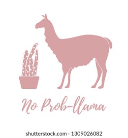 Vector illustration with llama and cactus. Design for card, announcement, advertisement, banner or print.