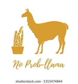 Vector illustration with llama and cactus. Design for card, announcement, advertisement, banner or print.