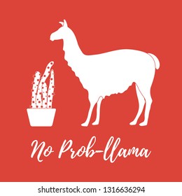 Vector illustration with llama and cactus. Design for card, announcement, advertisement, banner or print.