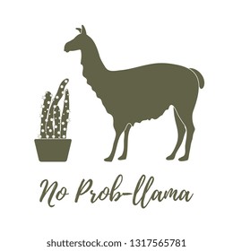 Vector illustration with llama and cactus. Design for card, announcement, advertisement, banner or print.