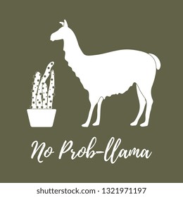 Vector illustration with llama and cactus. Design for card, announcement, advertisement, banner or print.