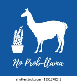 Vector illustration with llama and cactus. Design for card, announcement, advertisement, banner or print.