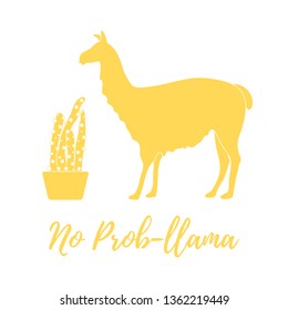 Vector illustration with llama and cactus. Design for card, announcement, advertisement, banner or print.
