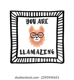 Vector illustration with llama.Tropical jungle cartoon creatures.Pastel animals background.Cute natural design for fabric, childrens clothing,textiles,wrapping paper.