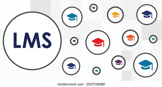 vector illustration of LMS emblem meaning learning management system