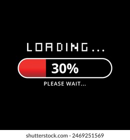 Vector illustration of loading bar at 30%, loading bar for websites and graphic resources.