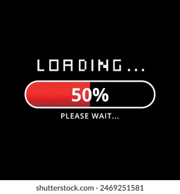 Vector illustration of loading bar at 50%, loading bar for websites and graphic resources.