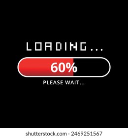 Vector illustration of loading bar at 60%, loading bar for websites and graphic resources.