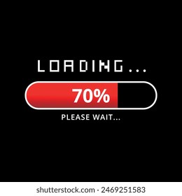 Vector illustration of loading bar at 70%, loading bar for websites and graphic resources.