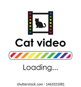 vector illustration with loading bar and cat silhouette for viral animal videos visuals watching online meme