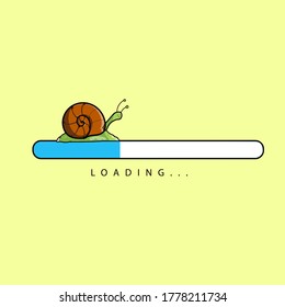 Vector illustration loading bar with doodle snail