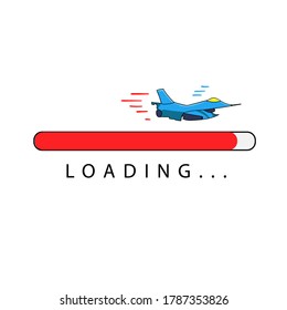 Vector illustration loading bar with fast jet plane