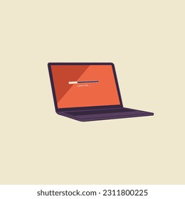 Vector illustration loading bar progress on the laptop screen. 