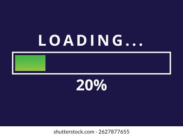 Vector illustration of loading bar for websites and graphic resources, 20% loaded loading bar.