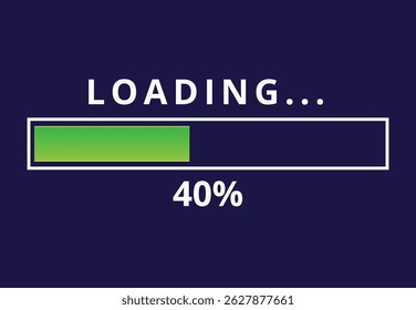 Ilustração vetorial da barra de carga para sites e recursos gráficos, barra de carga carregada 40%.
