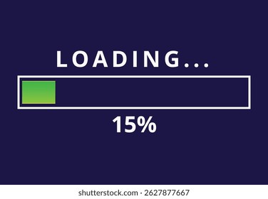 Vector illustration of loading bar for websites and graphic resources, 15% loaded loading bar.