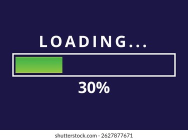 Vector illustration of loading bar for websites and graphic resources, 30% loaded loading bar.