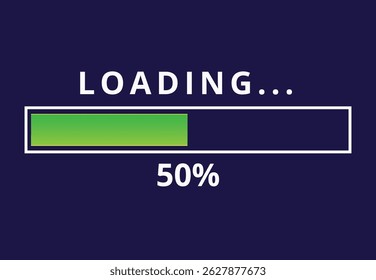 Vector illustration of loading bar for websites and graphic resources, 50% loaded loading bar.