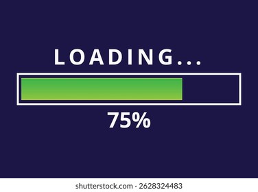 Ilustración vectorial de la barra de carga para Sitios web y recursos gráficos, barra de carga cargada del 75%.