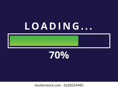 Ilustración vectorial de barra de carga para Sitios web y recursos gráficos, barra de carga cargada al 70%.