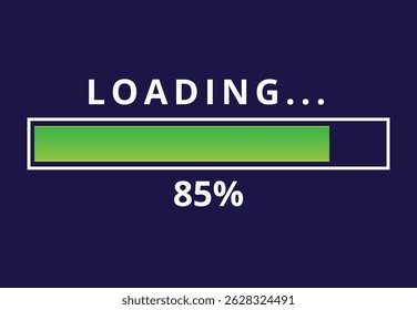 Vector illustration of loading bar for websites and graphic resources, 85% loaded loading bar.
