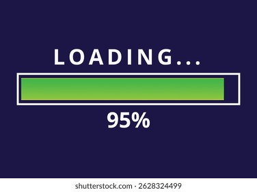 Vector illustration of loading bar for websites and graphic resources, 95% loaded loading bar.