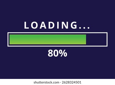 Vector illustration of loading bar for websites and graphic resources, 80% loaded loading bar.