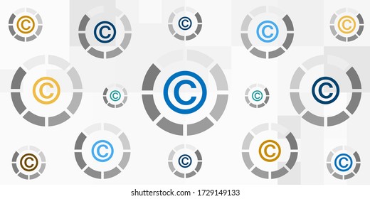 vector illustration of loading bars and intellectual rights management and copyright symbols