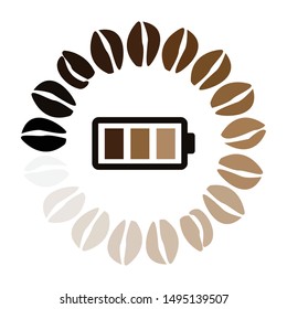 vector illustration of loading coffee beans and charged battery for caffeine power visuals