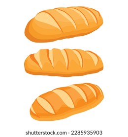 Vector illustration loaf of bread isolated on white background. Whole fresh baked bread. 
